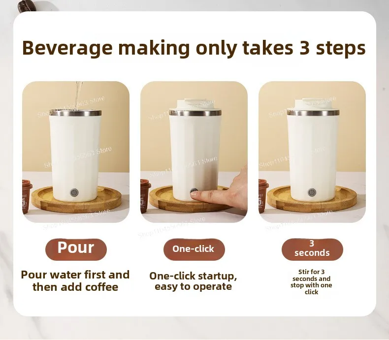 ถ้วยผสมอัตโนมัติ ชาร์จ ถ้วยน้ําขี้เกียจไร้สาย แบบพกพา หมุนแม่เหล็กไฟฟ้า ถ้วยกาแฟ