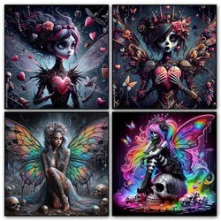 Skull Angels Wing diamond painting kits Diy Jewelry cross stitch Full Square Round diamond mosaic rhinestones Cartoon Home decor