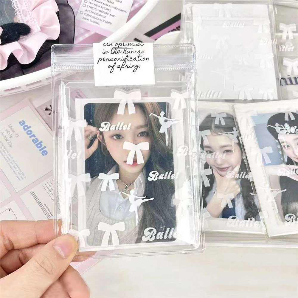 50pcs Idol Card Sleeves Sweet Ballet Bow Holder For Photo Postcards Top Load Films Photocard Game Cards Protector Card Cover Hot image 3