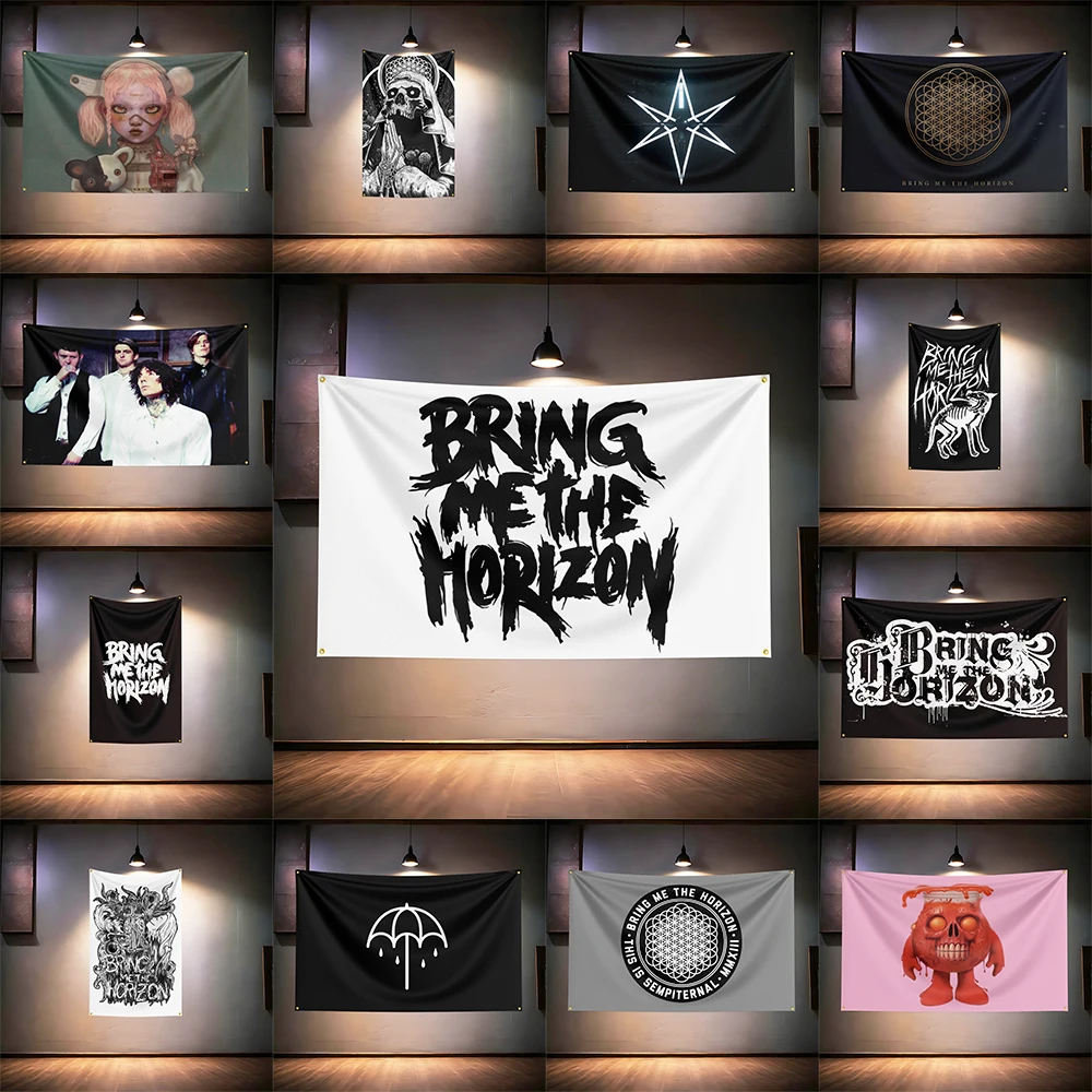 Rock Music Flag  for Bring Me the Horizon Fans Banner HD Print Brass Grommet Garage Bedroom Living Room Dorm Wall Decor Tap