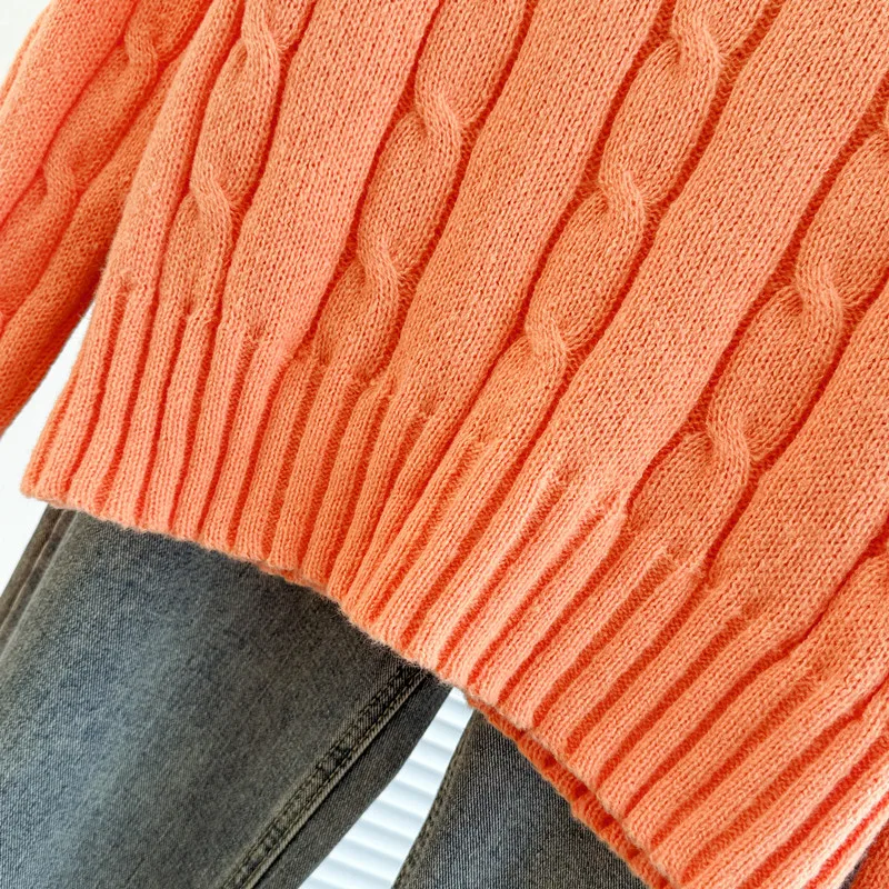 Otoño Invierno mujeres pulóver suéteres de punto cálido grueso suelto mangas largas Tops básicos 2025 nuevo