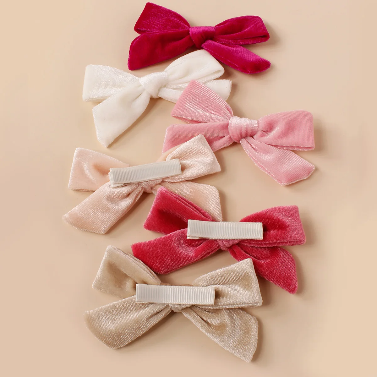 3Pcs/Set Girls Beautiful Bow Knot Clips Solid Color Velvet Oversize Hairpins For Children Kids Hair Bang Grips Baby Accessories