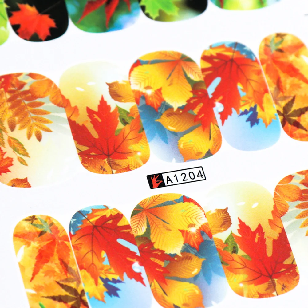 3 Sets Autumn Manicure Stickers Maple Leaf Nail Decals Nail Pastes DIY Manicure Supplies