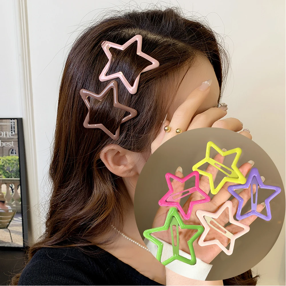 5PCS/set Colorful Hairpin Girls Summer Sweet Hair Clip Button Clip Women Fashion Korean Y2k Hair Accessories Bangs Clip Hairpin