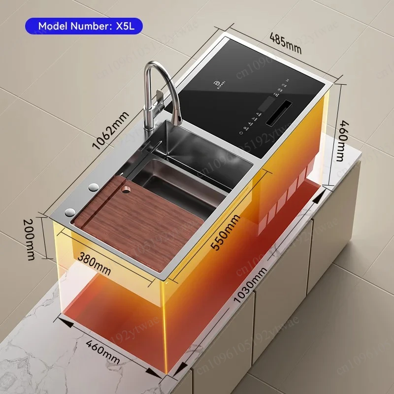 

Smart Integrated Dishwasher X5L, Stainless Steel Electric Sink Washer with Disinfection for Home Use