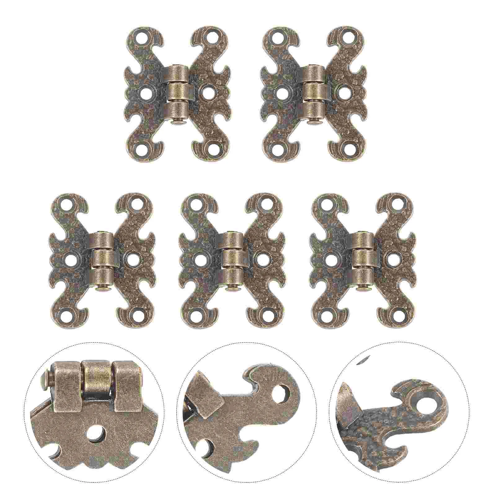 

5 Pcs Vintage Hinge Smooth Operation Hinges Cabinet Wardrobe for Doors Zinc Alloy Kitchen