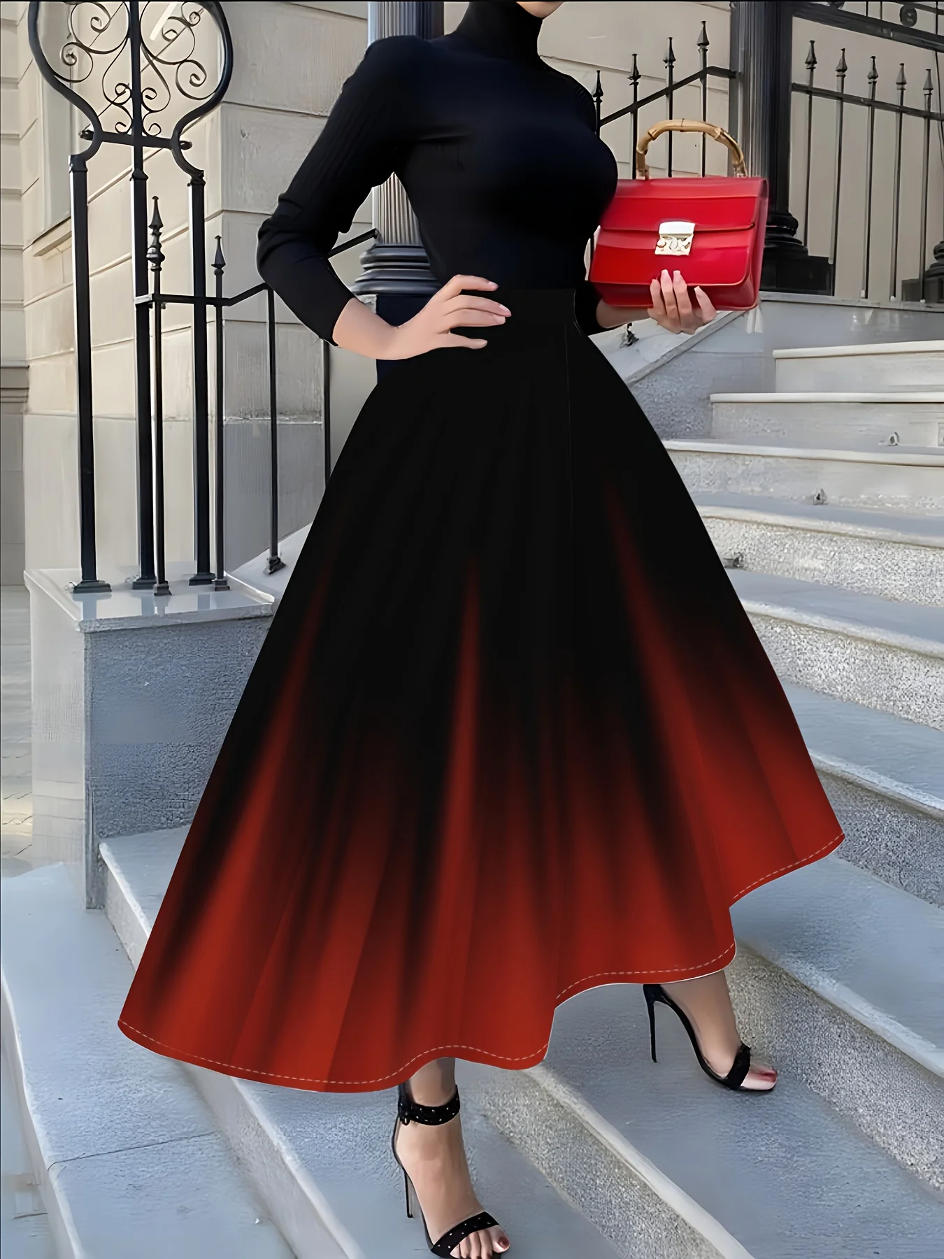 

Женская юбка миди А-силуэта с высокой талией для лета, повседневная офисная одежда, эластичный пояс, плиссированная, однотонная, модная юбка