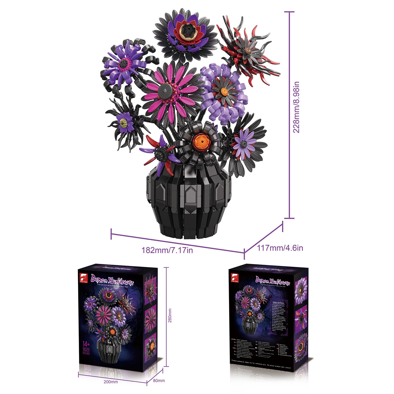 

1183PCS Small Particle Building Blocks Sunflower Flower Bouquet Model DIY Assembly Toy for Adults