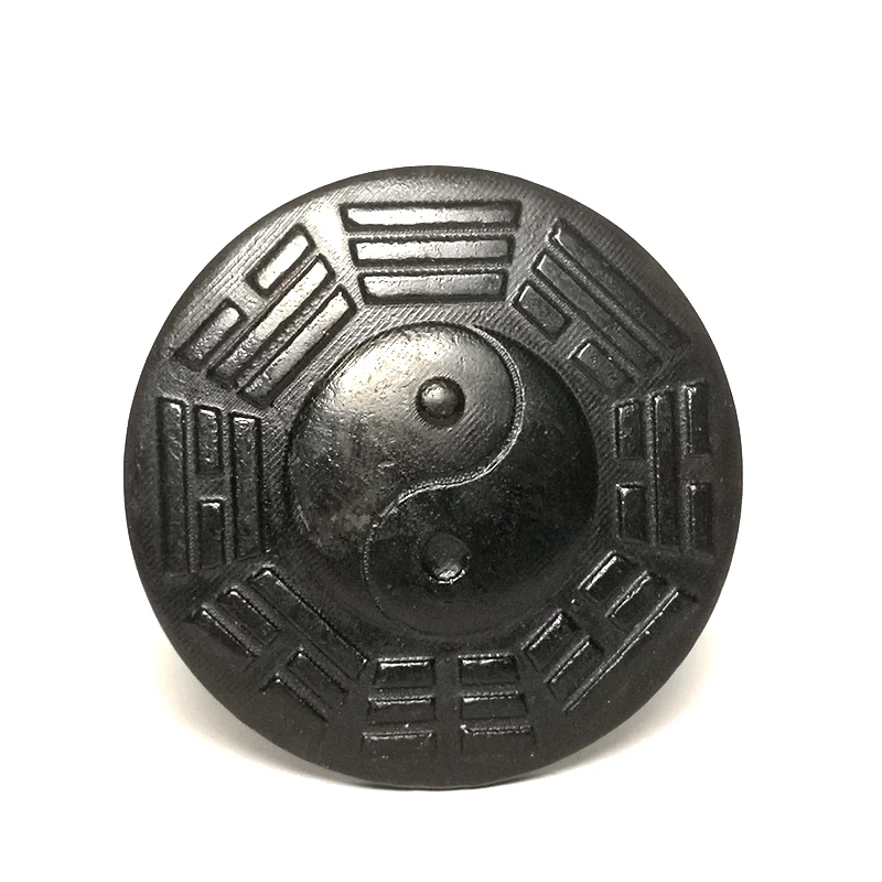 YIZHU CULTUER ART Size 6.5 x 1 cm Old Chinese Black Magnet Jade carving Fengshui Eight Diagrams Pendant decoration