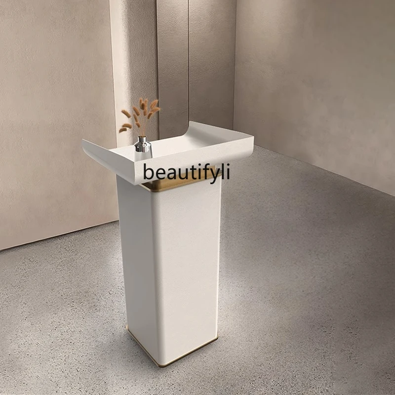 

Leather reception table, light luxury company front desk welcome desk, simple and modern information desk