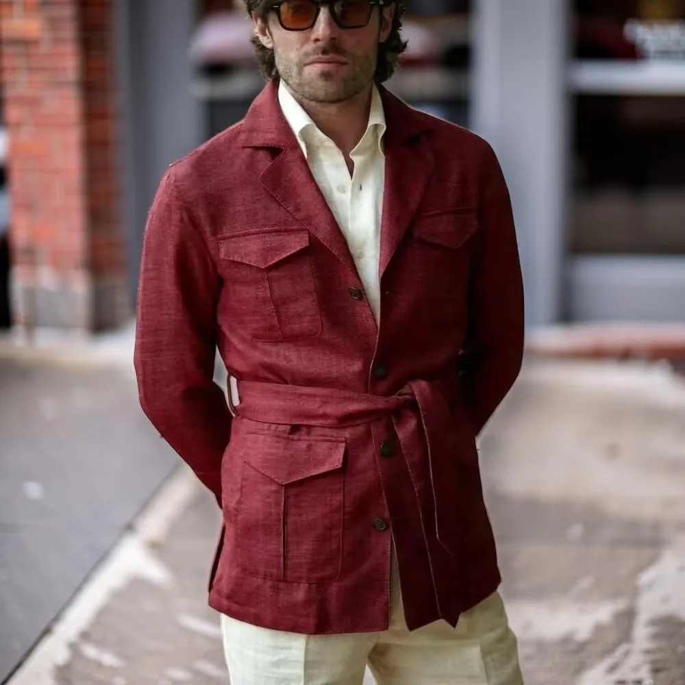 Męska marynarka safari z lnu z – Men Linen Formal Wear recenzja i cena