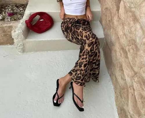 

Dress 2025 Retro Fashion Summer Classic Leopard Print Mid Waist and Floor Skirt Slim Fit Fish Tail Half Skirt Women's Clothing