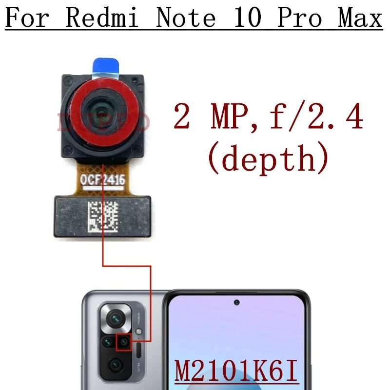 Rear Camera For Xiaomi Redmi Note 10 Pro Max M2101K6I Back Front Facing Main Wide Macro Depth Cameras Flex