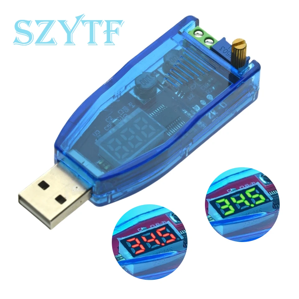 LED DC-DC 5V zu DC 1-24V Einstellbares Potentiometer USB Step Up/Down Buck Boost Converter Netzteil Spannungsreglermodul