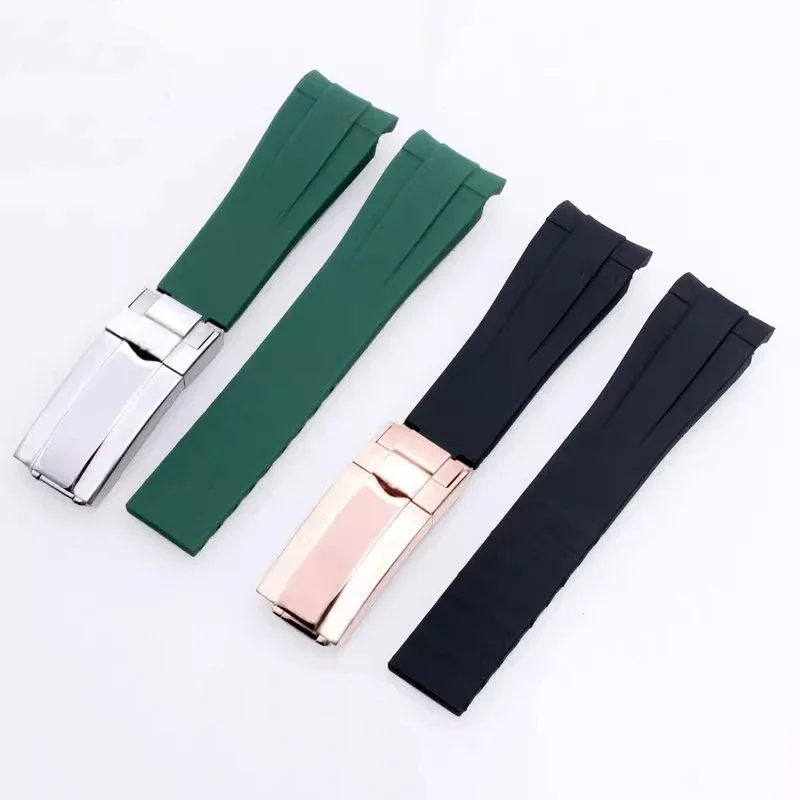 Correa de goma para reloj Rolex, cadena de reloj resistente al agua de silicona, color negro, verde, azul, Water Ghost Ditongna GMT, 20mm