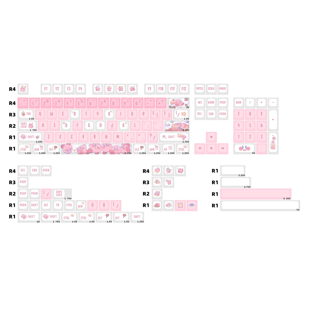 KPREPUBLIC Cute Elf Keycap Dye Subbed Pink Keycap Set thick PBT MDA Profile for keyboard 87 tkl 104 ansi xd64 bm60 BM87 BM65