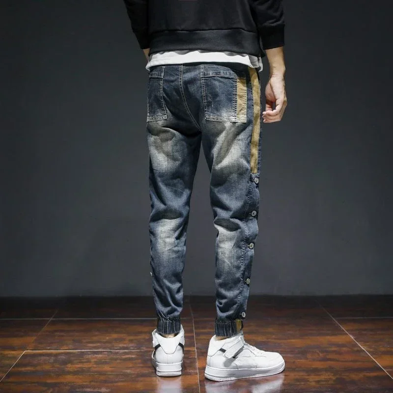 With Pockets Men's Jeans Hip Hop Male Cowboy Pants Trousers Light Blue New Rock 2024 Korean Autumn Luxury Stylish Aesthetic Xs