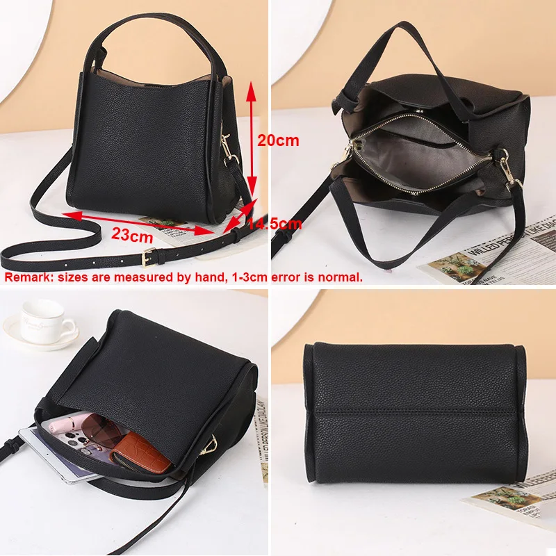 2023 Summer Lady Fashion Small Bucket Handbag Soft Leather Cross-body Messenger For Women Classic Female Shoulder Bag Hot Sale