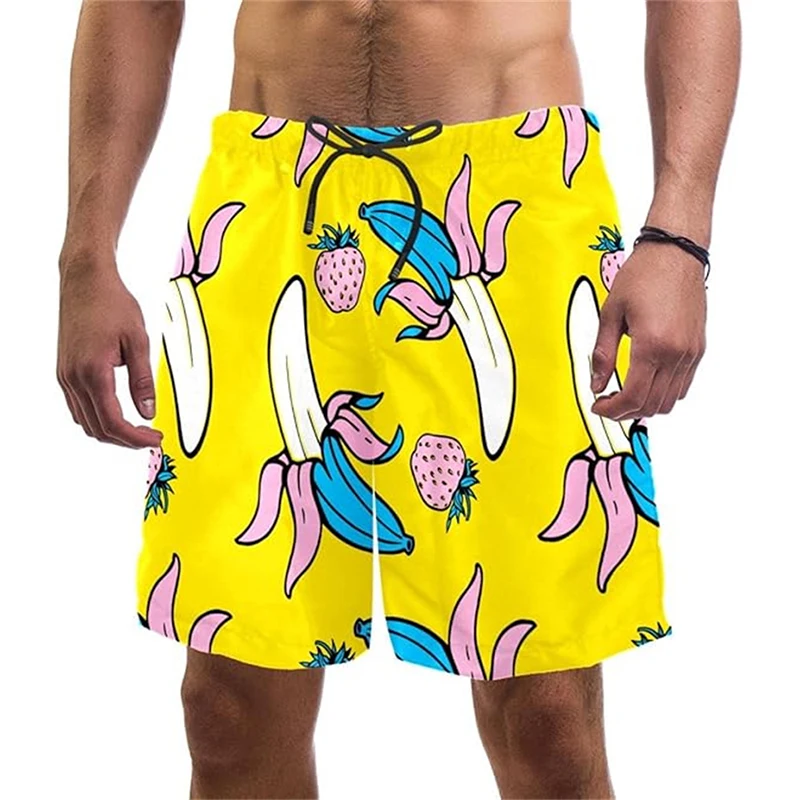 Summer Funny Ice Cream Print Board Shorts For Men Hip Hop Party Gift Carnival Beach Short Outdoor Leisure Loose Quick Dry Trunks