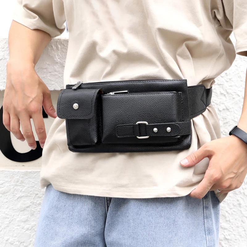 Fashion Quality Leather Multifunction Casual Pad  Cross-body Bag Slim Satchel Messenger Bag Bum Pouch Waist Belt Pack