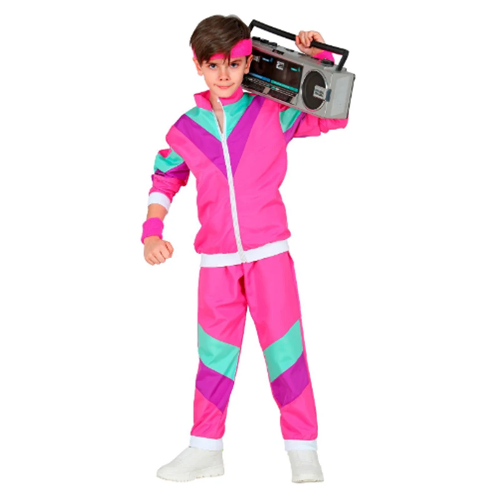 Kids Roleplay Retro 80s 90s Hiphop Sportswear Boys Girls Cosplay Costume Fantasy Outfits Halloween Carnival Party Disguise Suit