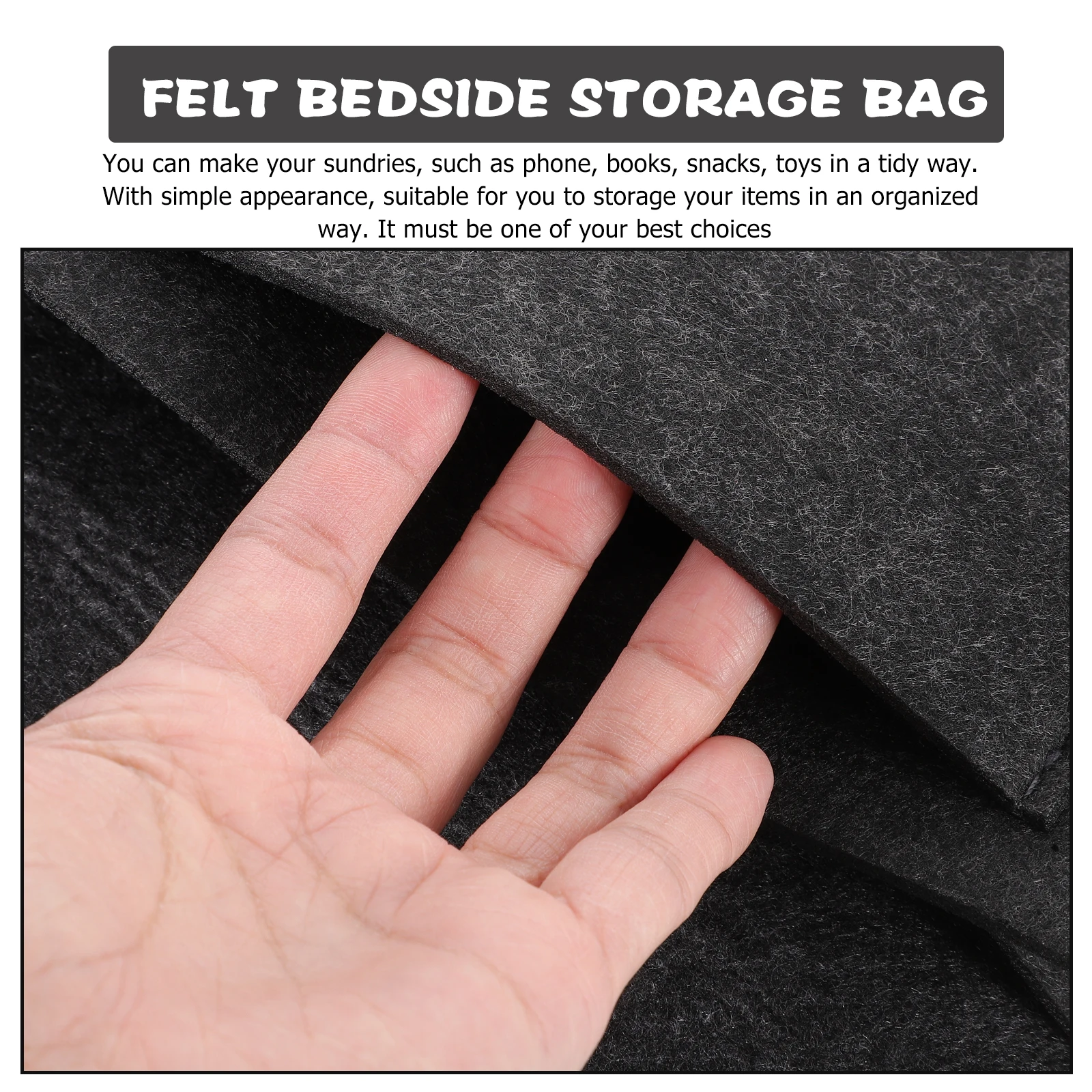 

Bedside Storage Bag 33x24x7cm Felt Hanging Pocket Double Layer Organizing Pouch for Books Remote Control Multifunctional Tidy