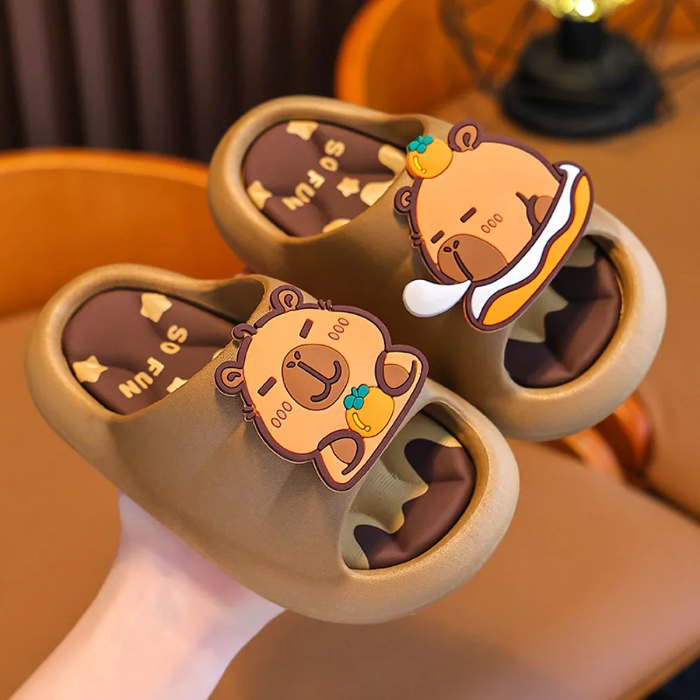 

PVC Cute Capybara Slippers Thickened Soft Cartoon Animal Slippers Anti-slip Resilience Children's Bathroom Sandals Beach
