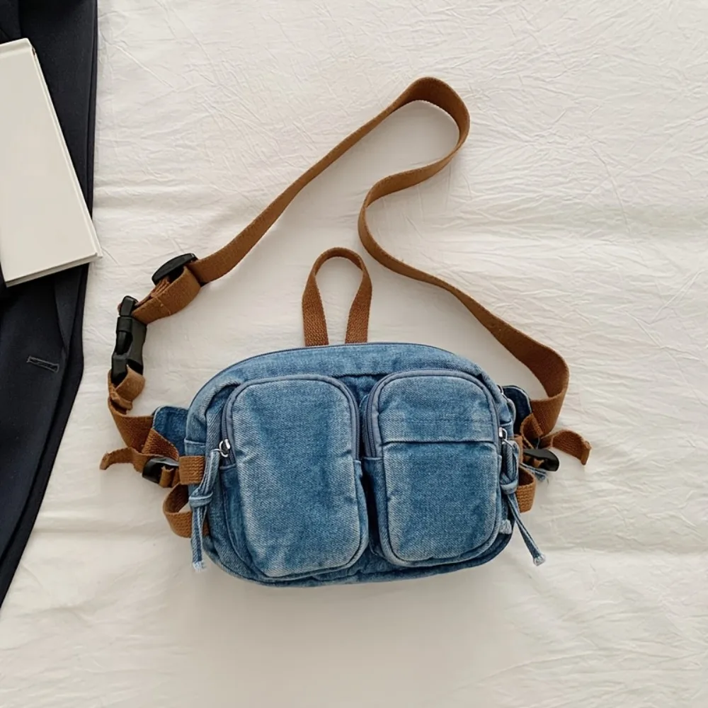 

Fashionable Denim Unisex Chest Bag Minimalist Crossbody Bag 2025 New Hot Selling Retro High-quality Men's Waist Bag