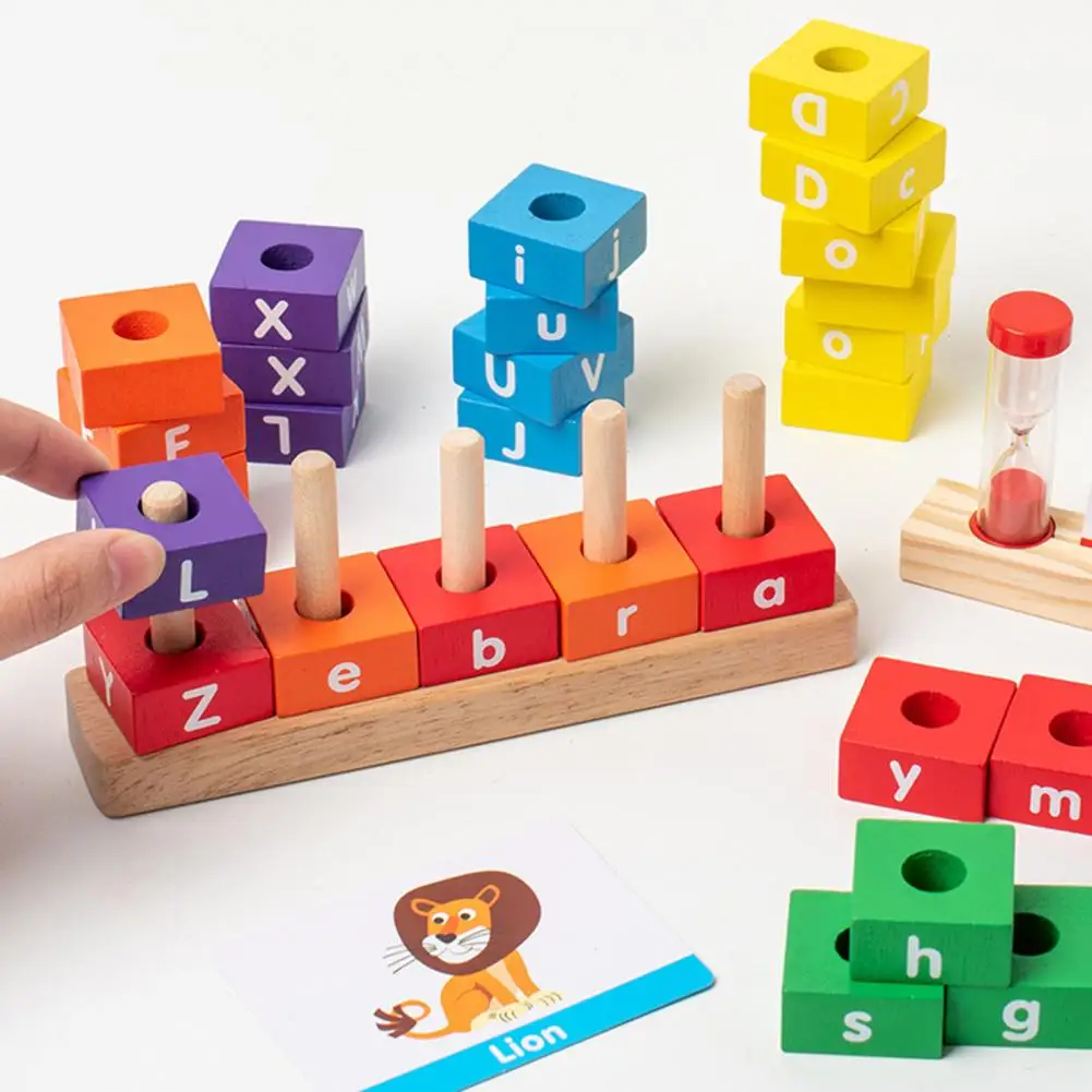 

English Letter Word Blocks Wooden Smooth Safe Design Educational Block Toy for Early Childhood Learning