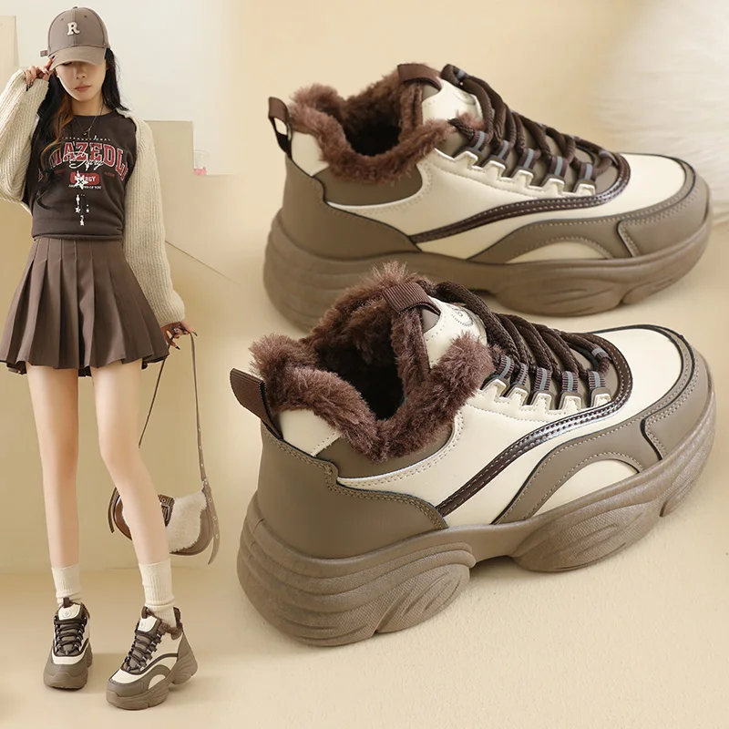 

Кроссовки в стиле Dad Shoes, утепленные флисом, стильные и универсальные женские повседневные туфли для активного отдыха. EP962-1