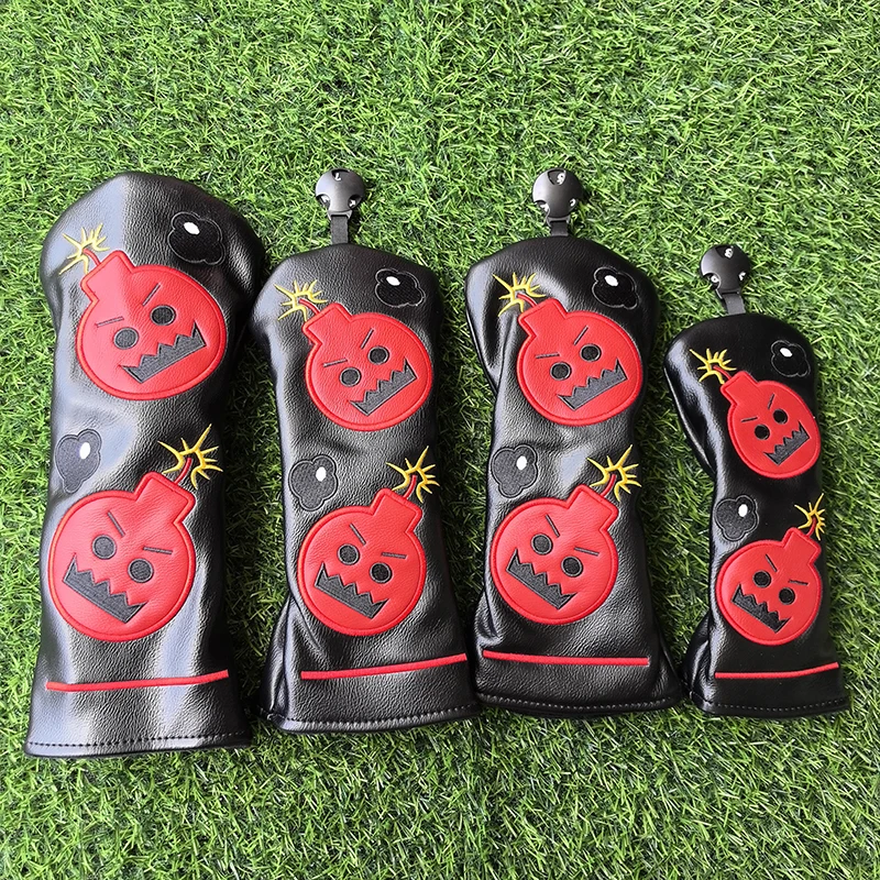 Cartoon Bomb #1 #3 #5 Wood Headcovers Driver Fairway Woods Cover PU Leather High quality Putter Head Covers