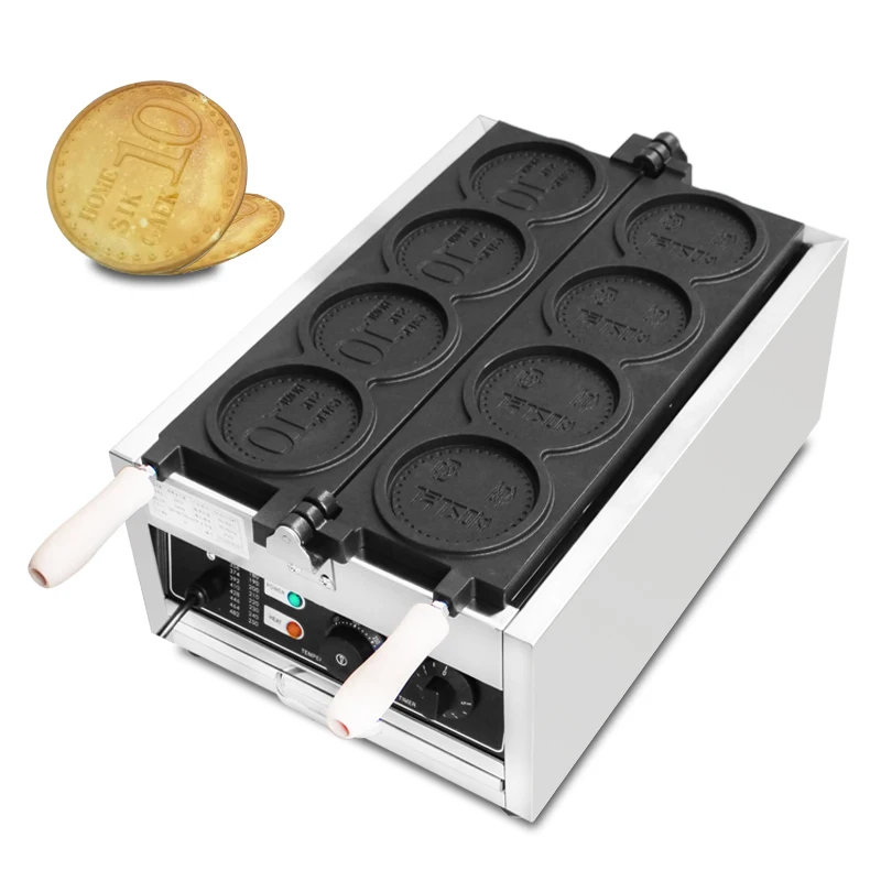 

Electric 4pcs Gold Coin Waffle Machine Small Gold Coin Bread Waffle Maker Korean Won Mold Non Stick Coating 110/220v