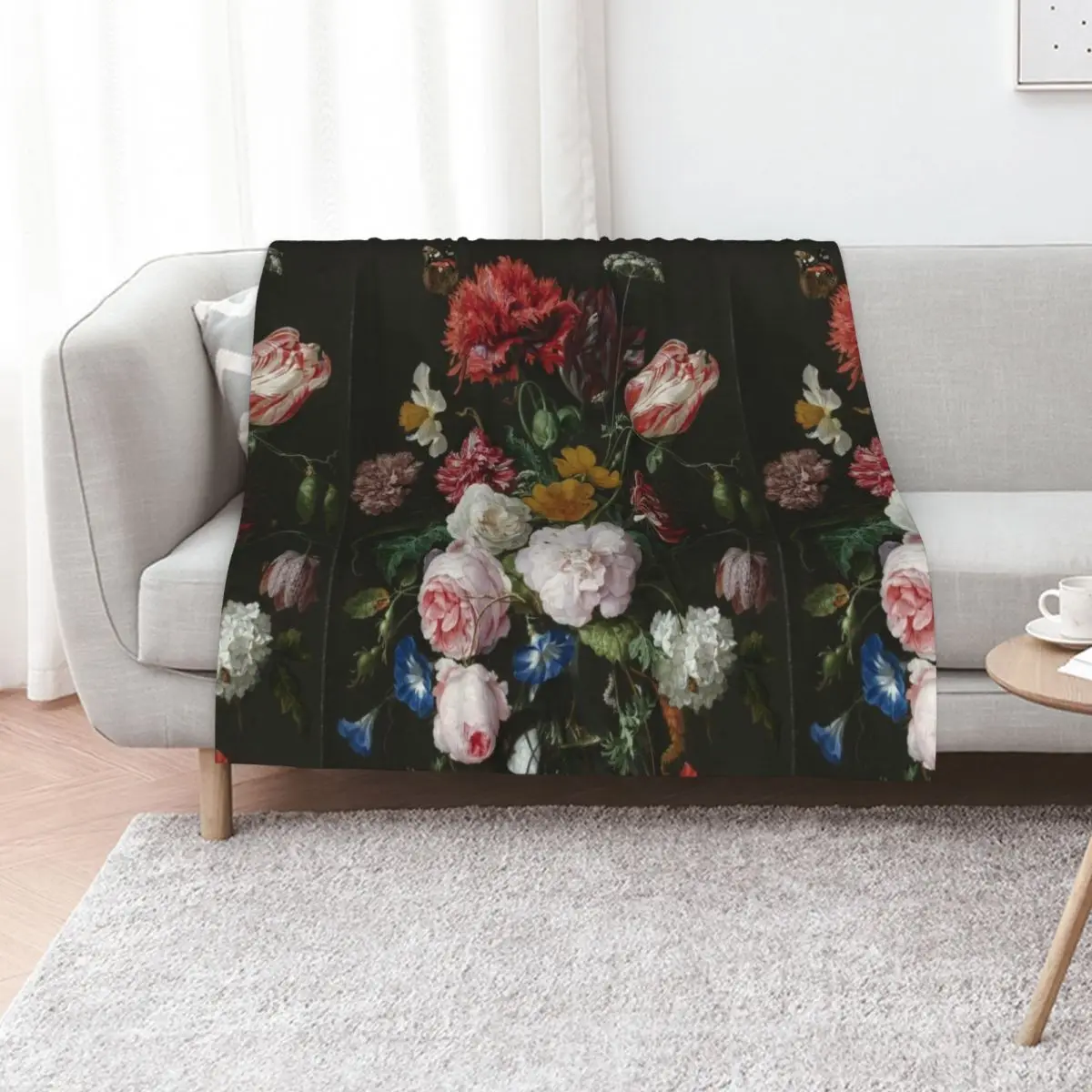 

Jan Davidsz. De Heem - Still Life With Flowers In A Glass Vase, 1683 Throw Blanket Cute Plaid Soft Beds Decoratives Blankets