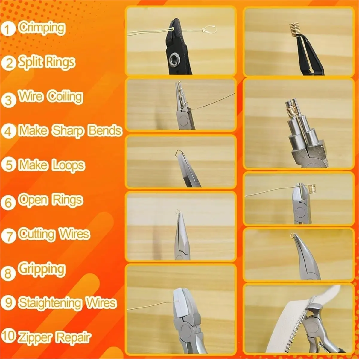10 PCS Jewelry Pliers Set for Jewelry Making, Repair and Wire Wrapping with Storage Pouch, DIY Jewelry-Making Tools Set