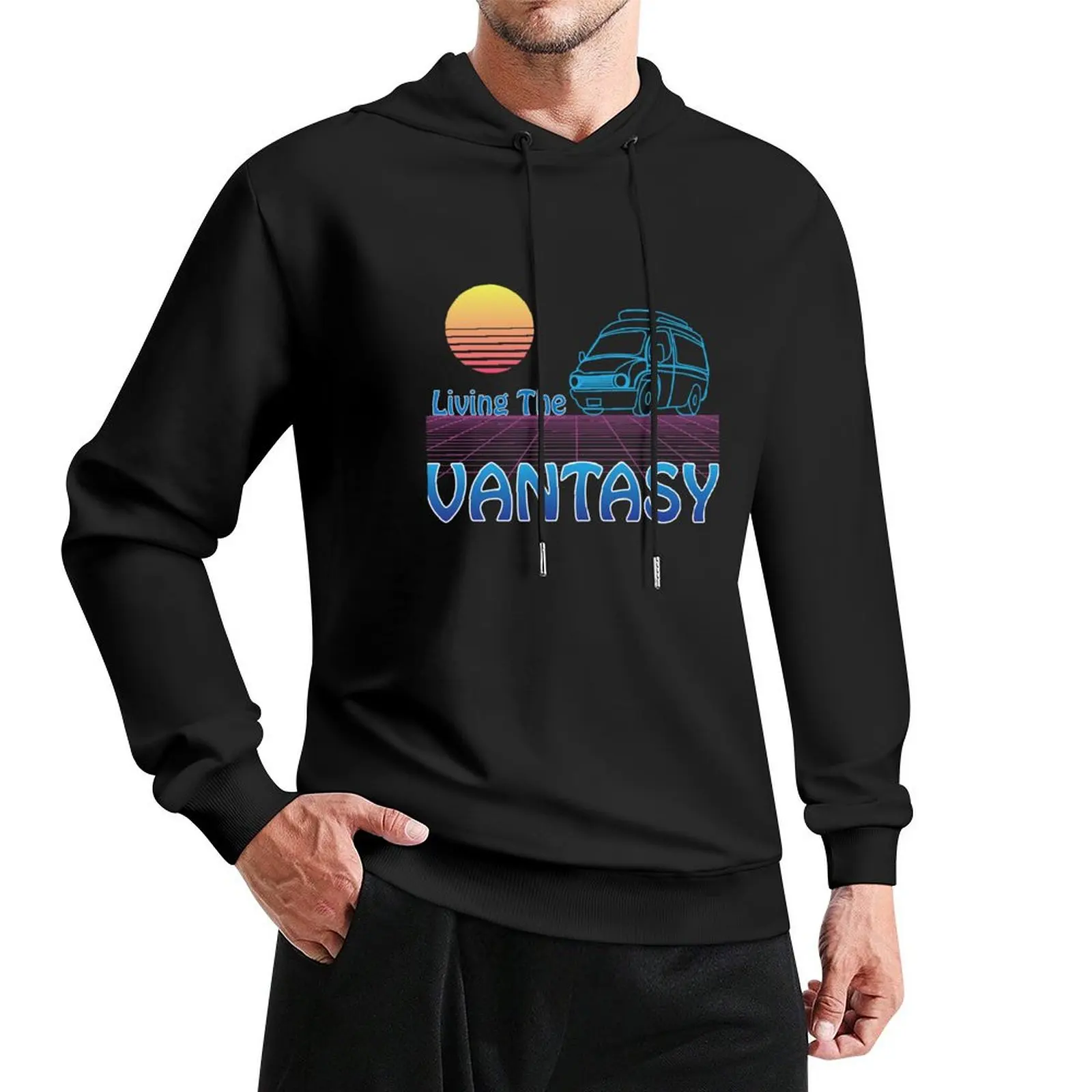 

Vanlife Retro Living the Vantasy Blue Camper Van sunset Pullover Hoodie autumn new products hoodie oversize