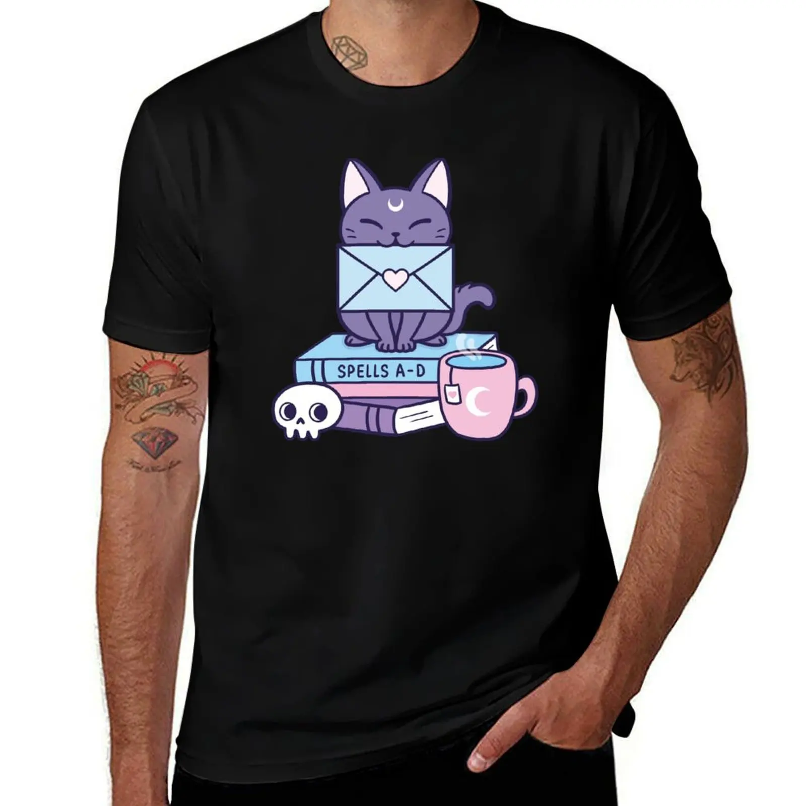 Black Magic Mail Kitten Nikury T-Shirt Street Style Casual Tee Shirt T-Shirt