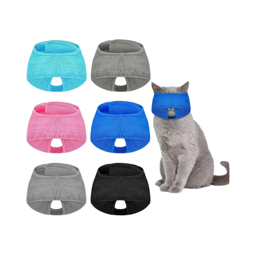 Breathable Cat Muzzle Mesh Colorful Anti Bite  Cat Mouth Guard Muzzle Pet Grooming Supplies