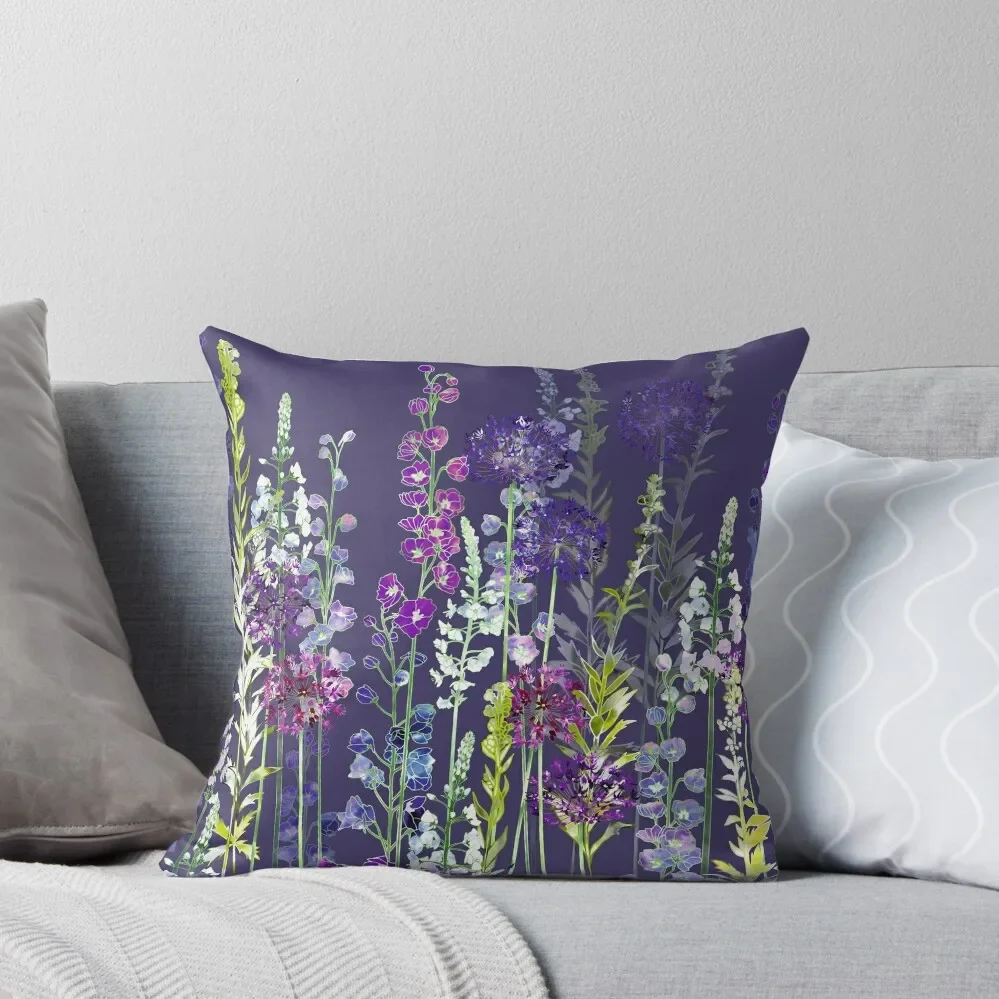 Purple Flower Meadow - Alliums, Delphiniums & Veronica Gentianoides Throw Pillow Christmas Pillows Sofa Cover pillow