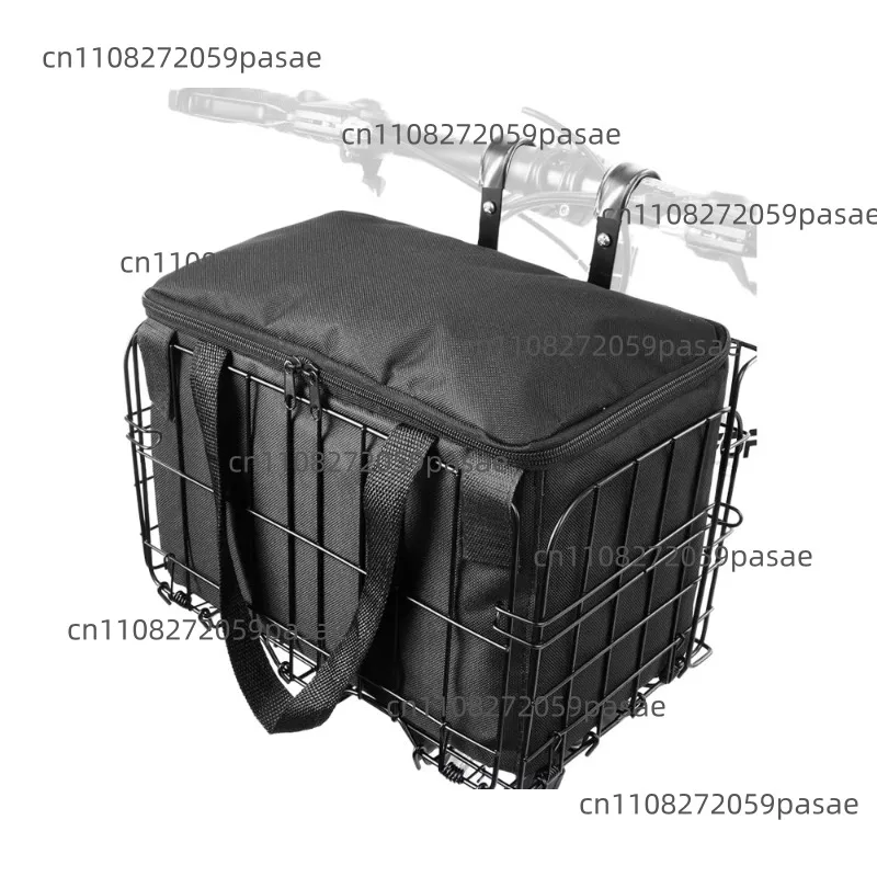 

Adult Quick Release Front Folding Metal Electric Bike Basket Large Removable Liner Pet and Grocery Bike Accessories