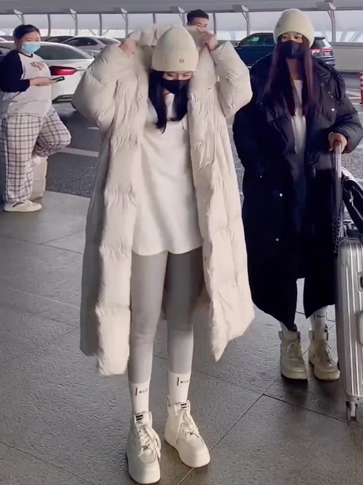 

Thi White Du down Puffer Jaet Women's Faionable Warm Coat New Arrival Winter 2026 Commute Sle Hooded Mid-Length