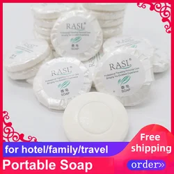 Free Shipping Independent Packing  9-10g Disposable Hotel Travel Family Round Soaps for Washing Hands Body Hair  Supplies