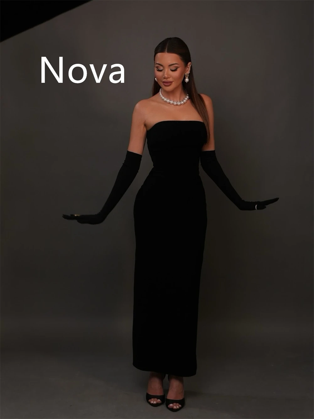 

Customized Formal Black Jersey Homecoming Dresses Classic Strapless Sleeveless Evening Gowns High Quality Special Occasion Gowns