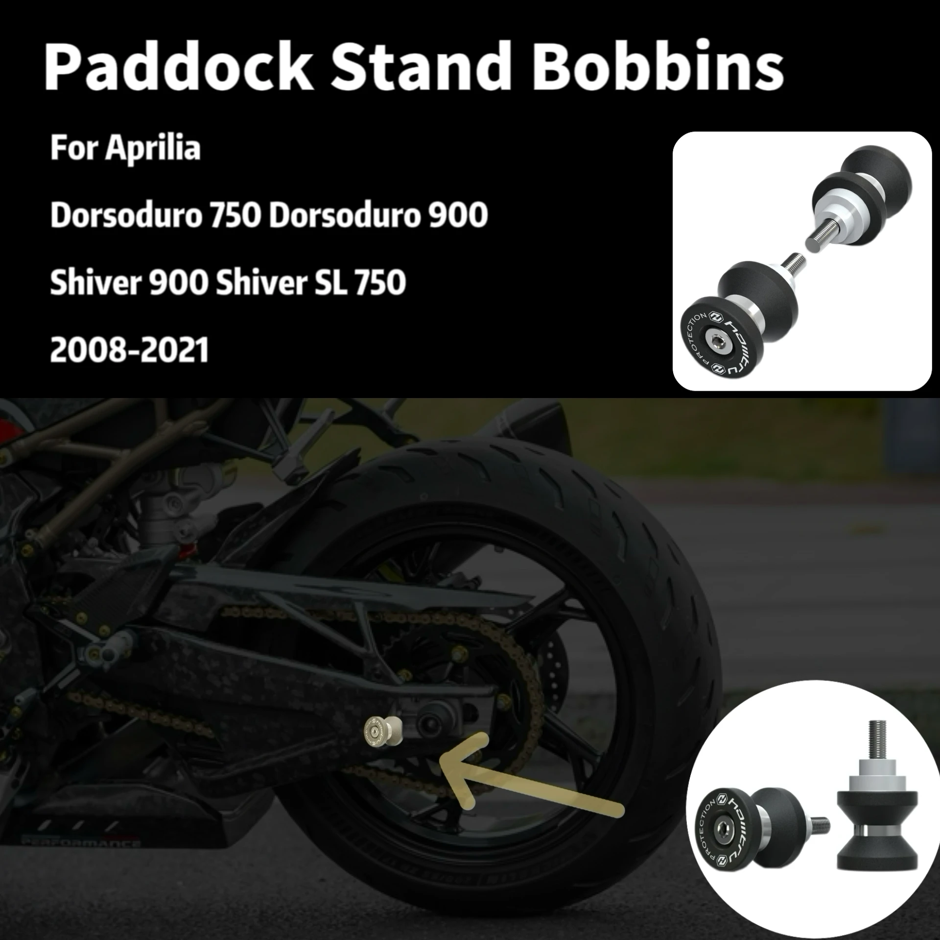 

Paddock Stand Bobbins For Aprilia Dorsoduro 750 Dorsoduro 900 Shiver 900 Shiver SL 750 2008-2021 motos accessories for protector