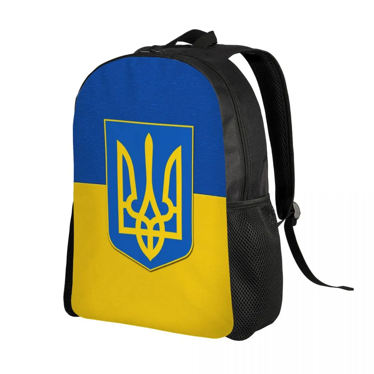 Flag Of Ukraine And Coat Of Arms Of Ukraine Backpack for Waterproof School College Ukrainian Patriotic Gift Bag Print Bookbags