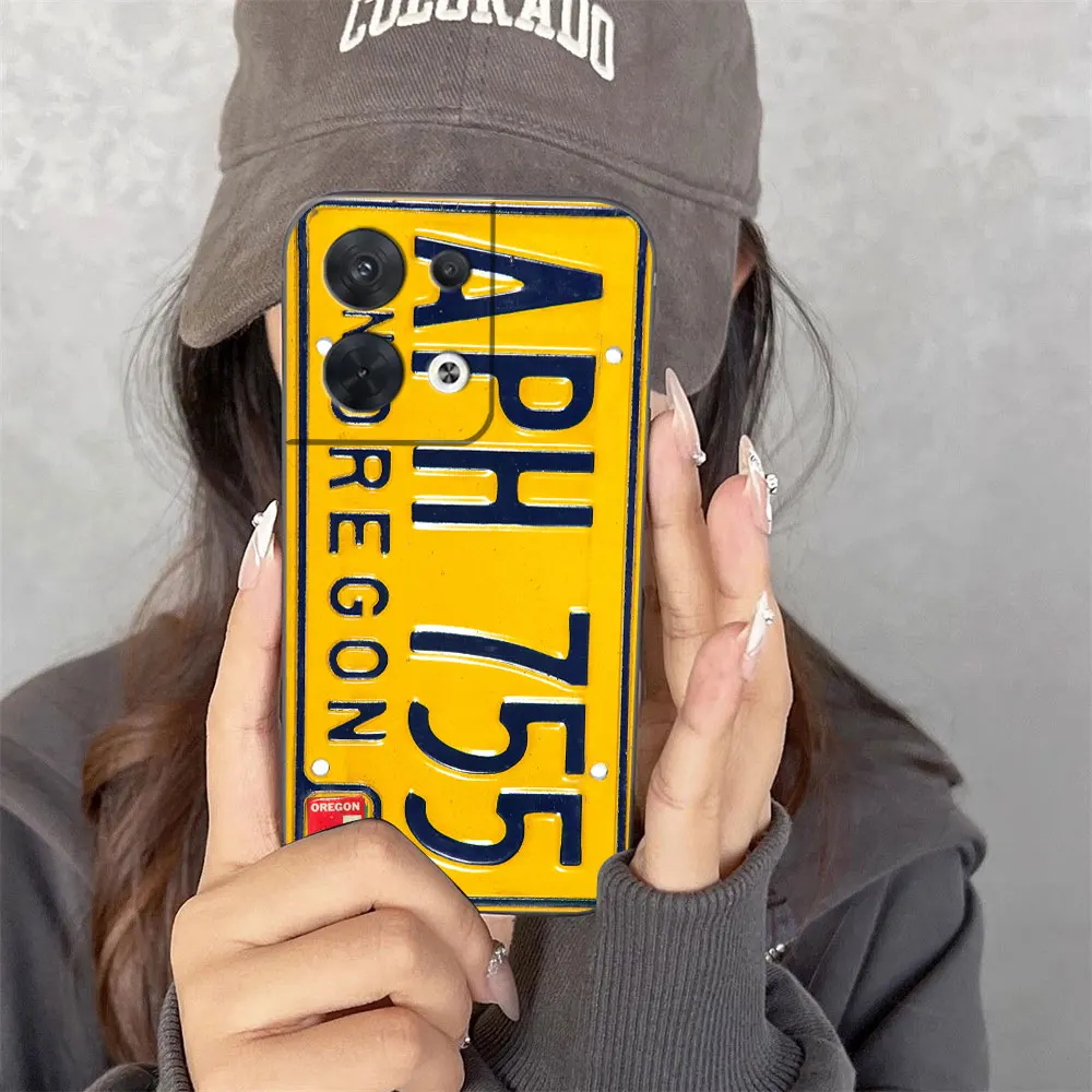 

Vintage License Plate Number Cover Phone Case For OPPO RENO 14 14F 13 13F 12 11 11F 10 8T 8 7Z 7 6 5 5F 4 4F F29 PRO Case Shell