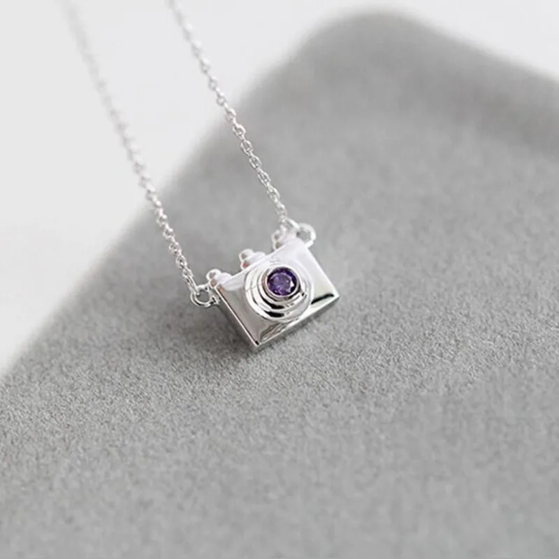 Moda 925 Sterling Silver Biżuteria Kobieta Aparat Kryształowy Srebrny Naszyjnik Obroża Vintage Link Chain XL057
