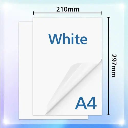 Imagen 2 del producto Papel adhesivo de vinilo imprimible transparente, hoja de papel autoadhesiva blanca brillante A4 para impresora de inyección de tinta, etiqueta adhesiva DIY, 20/50PK