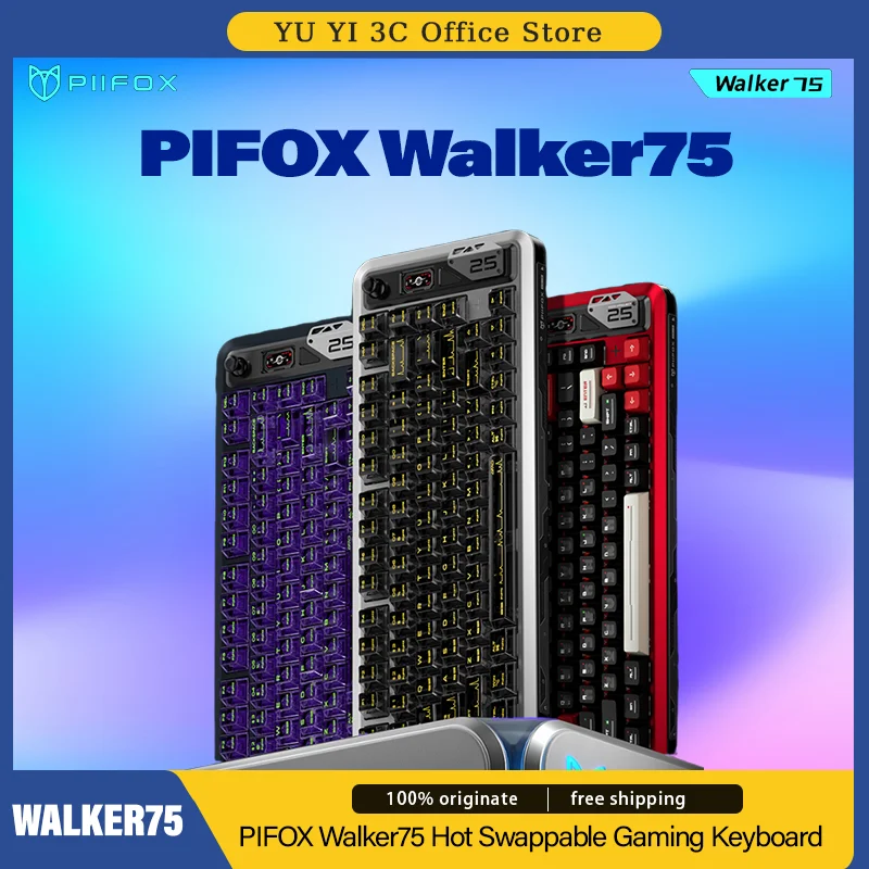 

PIFOX Walker75 Mechanical Gaming Keyboard RGB Hot Swappalbe Web Driver 2.4g Three Modes Wireless Adjustable Key Range FPS