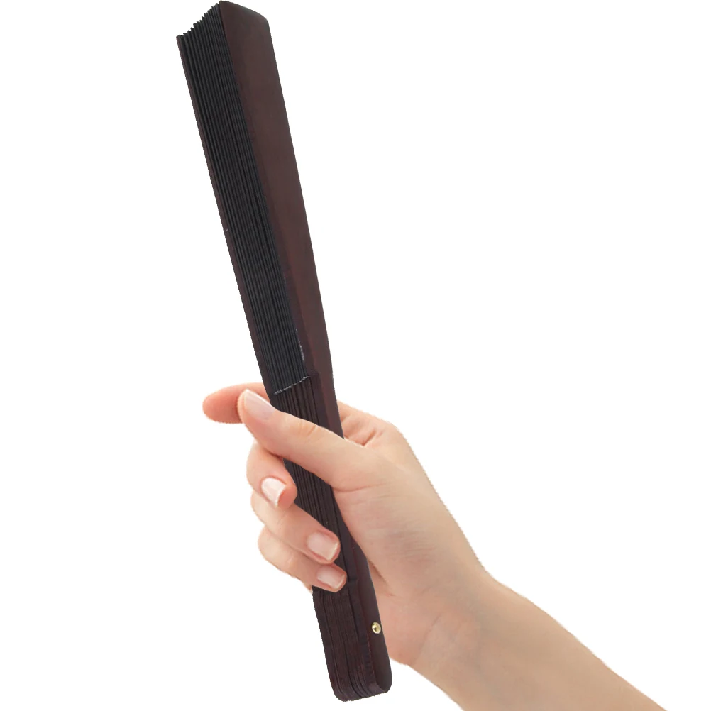 

Black Bamboo Silk Handheld Fan 33Cm 60Cm Unfolding Blank Design for Men Boys Wedding Party Gift Men's Folding Fan