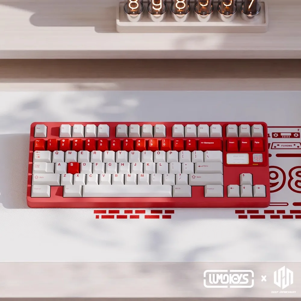 

Lumokeys 1924-1998 Theme Keycap Set 205key PBT Custom Retro Gray Keyboard Cap Cherry Profile KeyCap for Mechanical Keyboard